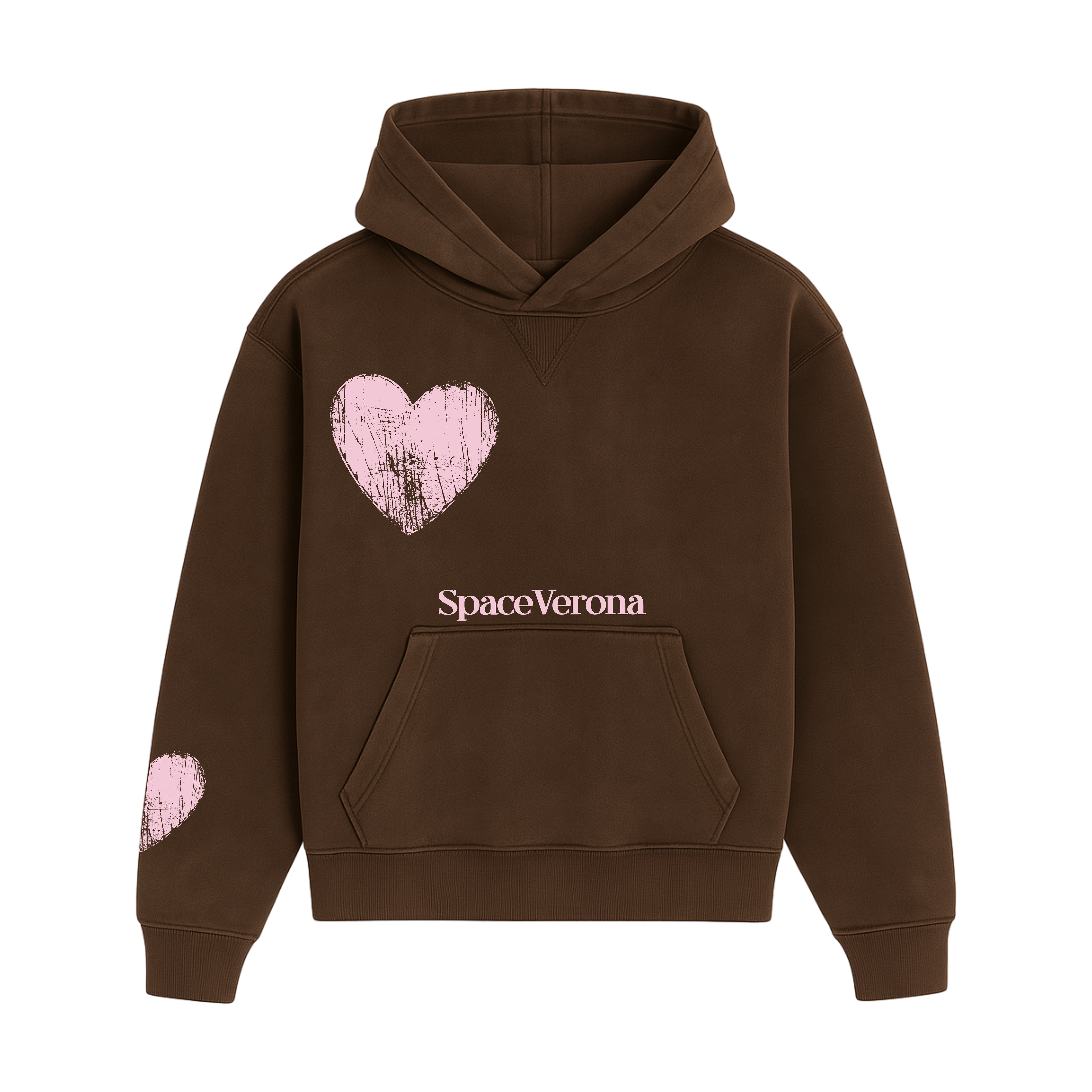 Sudadera cropped fit marrón chocolate y rosa
