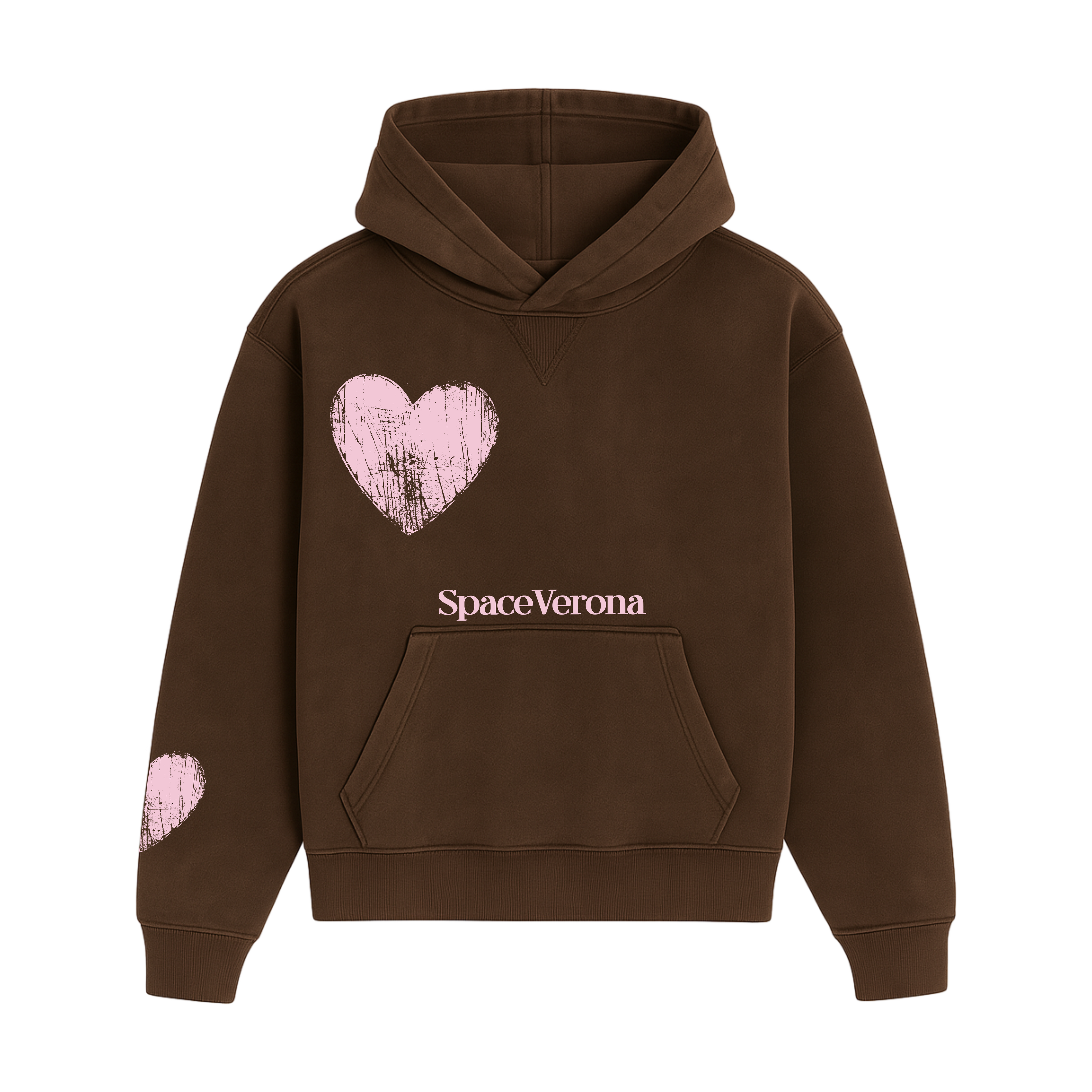 Sudadera cropped fit marrón chocolate y rosa